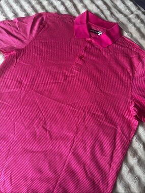 Saks Fifth Avenue Men’s Pink Striped Polo